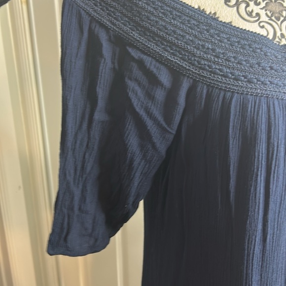 Purple Snow Blue Dress 3/4 Sleeve Smocked Relaxed Fit L - Picture 3 of 5